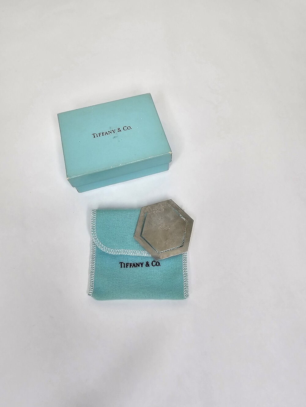 Tiffany & Co Sterling Silver Hexagon Bookmark With Pouch & Box